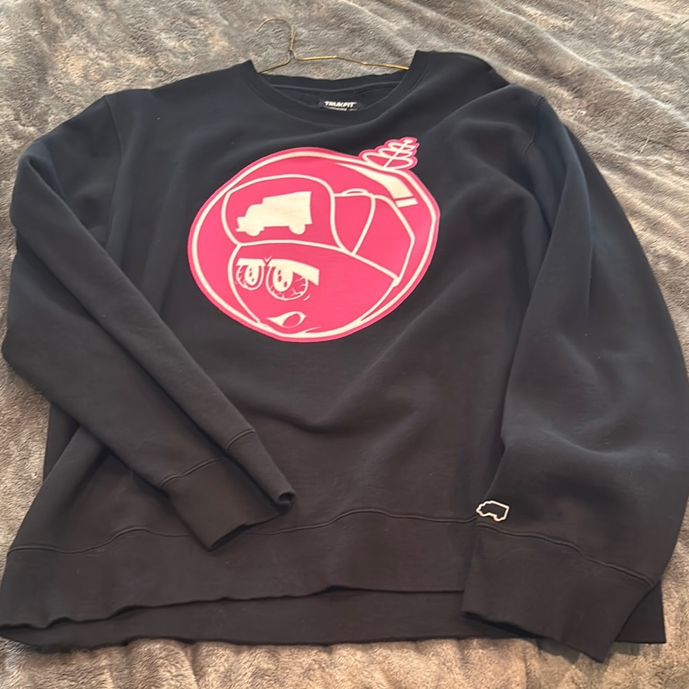 Trukfit Black and Pink Crewneck Sweater with Heart Logo